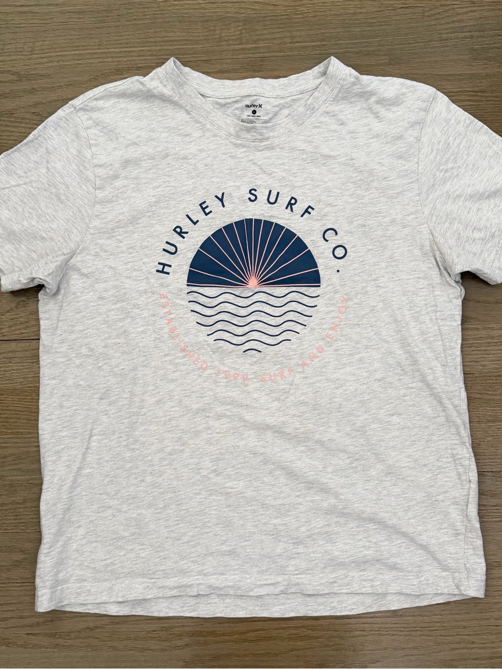 Hurley Cotton Gray Crew neck Graphic Short Sleeve Tee Shirt